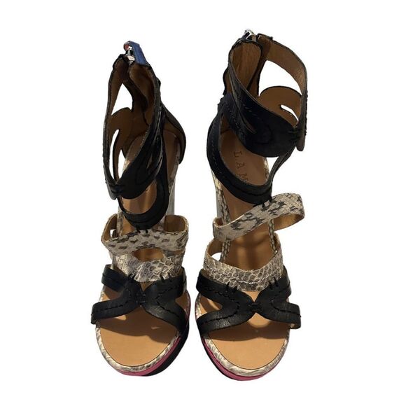 L.A.M.B. Y2K Janelle Strappy Platform Wedge Sandals Size 8.5 NWOB - Picture 6 of 16